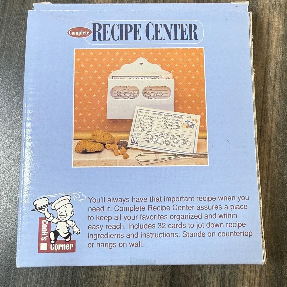 Vintage Complete Recipe Center‎ Box Set Recipe Card Holder Kitchen Organizer NEW